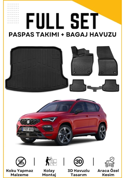 Seat Ateca 4x4 2018 Model Birebir Uyumlu Bagaj Havuzu+paspas Seti