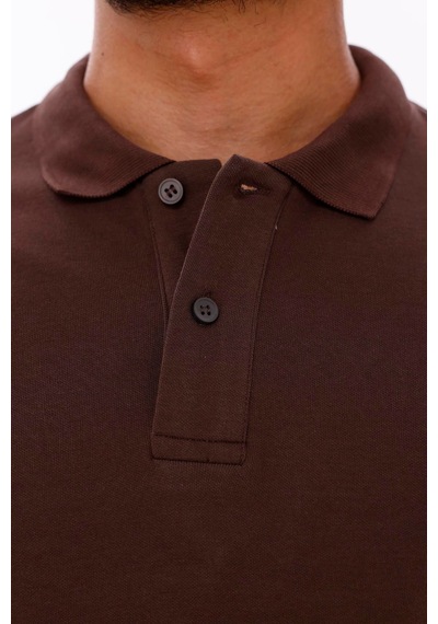Nemonti Erkek Polo Yaka Doubleface Tshirt Chocolate Brown
