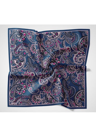 Silk Home Viskon Velora Eşarp Dört Mevsim Etro Desen Lacivert 90x90 Çok Renkli