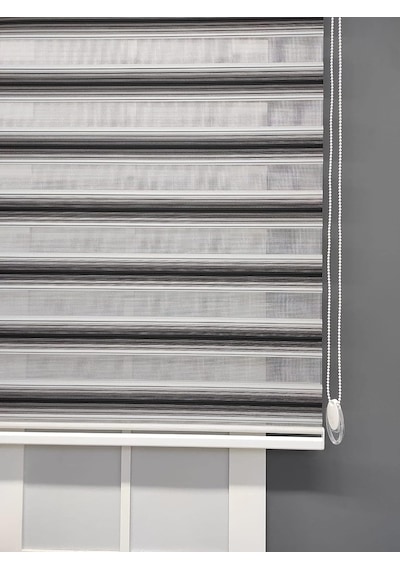 Siyah Gri Geçişli Zebra Stor 200x200 Çok Renkli