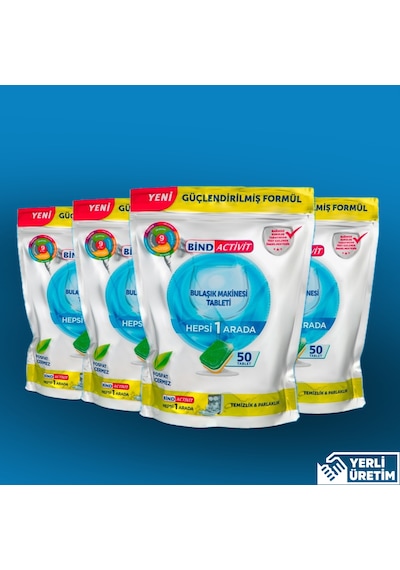 Bind Activit Hepsi 1 Arada Bulaşık Makinesi Deterjan 4 x 50 Tablet