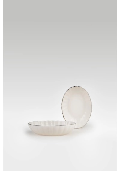 Kütahya Porselen Bone Luz Form Oval Kase Platin File 4 Parça 15cm Bnlzf15okss2220 Krem