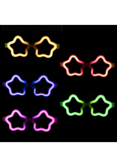 12 Adet Yıldız Glow Gözlük Glow Partisi Ve Etkinlik İçin Çok Renkli