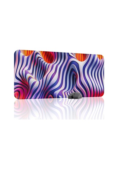 Realistik Çizgi Gaming Mouse Pad Kauçuk Kaymaz Taban Mousepad V2, 90x40 Xxl