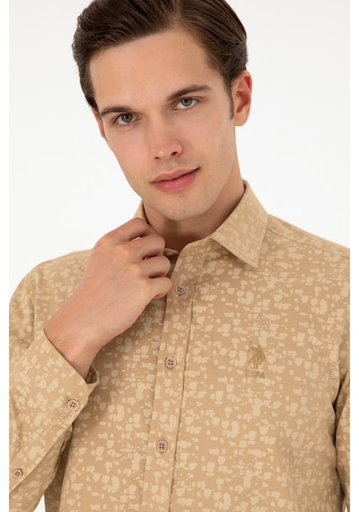 U.s. Polo Assn. Erkek Kum Gömlek Desenli 50292109-vr085 Kum