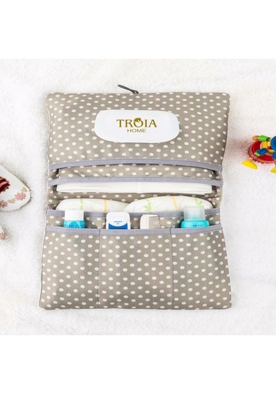 meditroia Bebek Alt Açma Bakım Çantası Organizer Yaprak Desen Açık Gri
