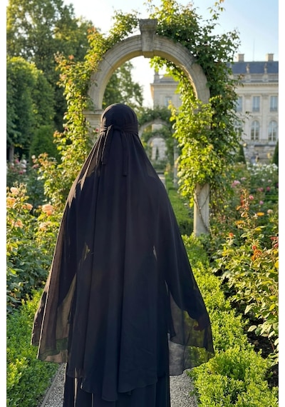 Polo Craft Lüks Uzun Şifon Malezya Khimar - Zarif Ve Konforlu Tesettür Giyim siyah
