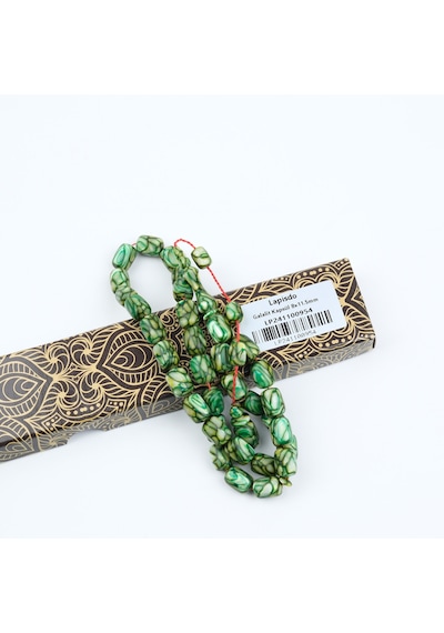 Galalit Kapsül Kesim 8x11.5mm Tesbih - Yeşil Beyaz
