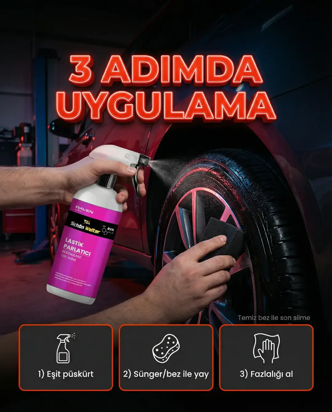 Araç Oto Lastik Parlatıcı Sprey 500ml