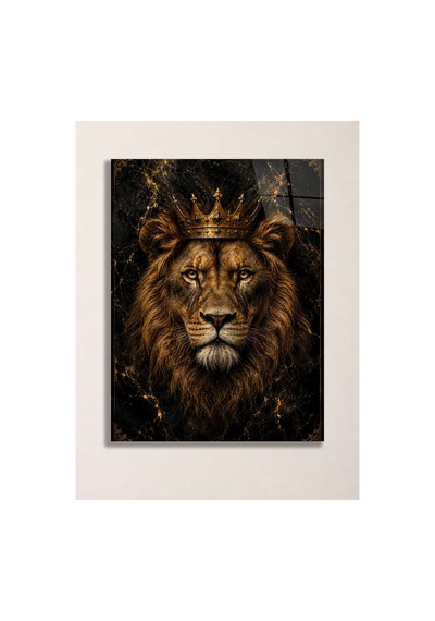 Taçlı Aslan A3 Metal Poster Siyah Gold Mermer Desenli Aslan Kral Dekoratif Duvar Tablosu Çok Renkli - 937504094 Çok Renkli - 937504094 Çok Renkli