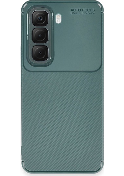 İnfinix Hot 50 Pro Plus 4g Kılıf Karbon Silikon Case Kapak Koyu Yeşil