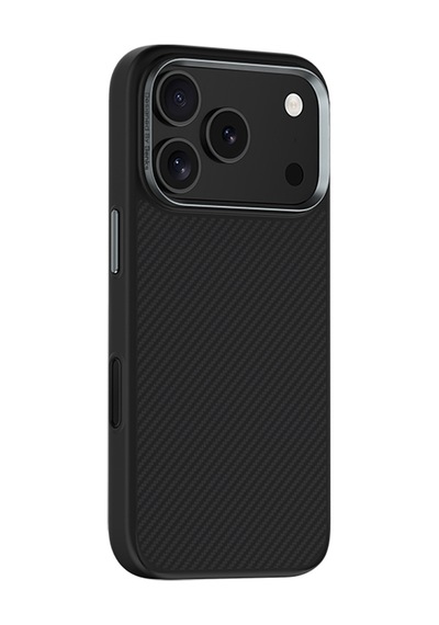 Apple Uyumlu iPhone 17 Pro Max Kılıf Karbon Fiber M-safe Şarjlı Benks Hybrid Armorpro 600d Kevlar Kapak Siyah