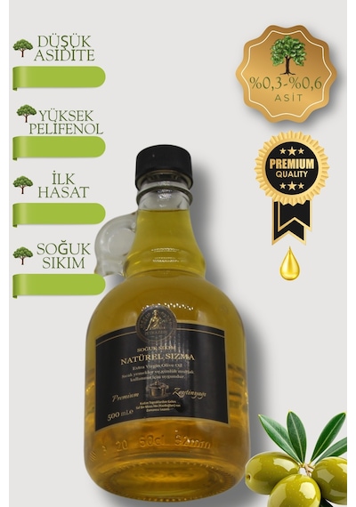Zeyrazade Premium Erken Hasat Soğuk Sıkım Sızma Zeytinyağı Sıcak Yemekler Ve Günlük Mutfak Kullanımı İçin 500 ML
