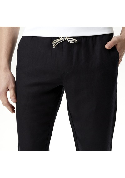 Nautica Erkek Siyah Classic Fit Keten Karışımlı Pantolon