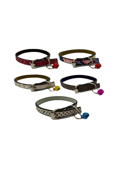 5 Li Set Zilli Deri Kedi Tasması 30 Cm