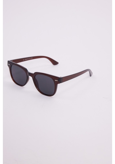 Unisex Oval Kahverengi Çerçeve Uv 400 Korumalı Siyah Cam Güneş Gözlüğü-51238 Çok Renkli