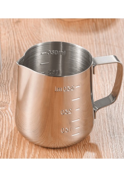 Paslanmaz Çelik Ölçü Kabı - Beher - Sütlük-350 Ml Gümüş