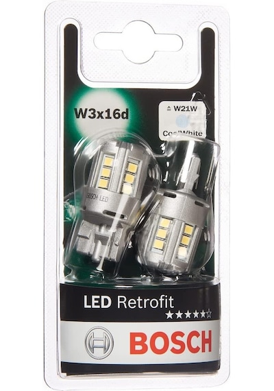Ampul Led Cool White Beyaz Retrofit 12v W21w T21 2,5w W3x16d Bosch 1987301524