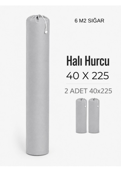 Beylini 40x225 Halı Hurcu 6m2 Lastikli Nefes Alabilir Kokmaz Tela Lastikli Halı Kılıfı Poşeti Ambalajı Taşınma Yastık Saklama Torbası Gri 2 Adet