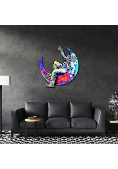 Cosmic Chillout Metal Tablo Kozmik Temalı Modern Duvar Dekoru 4 Çok Renkli