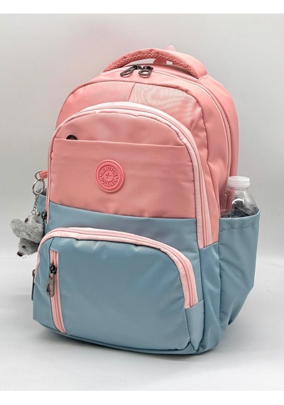 İlk Okul Çantası 3'lü Seti Unisex Çocuk İlkokul Çantası Gry-8010 Pudra-mavi Fuşya