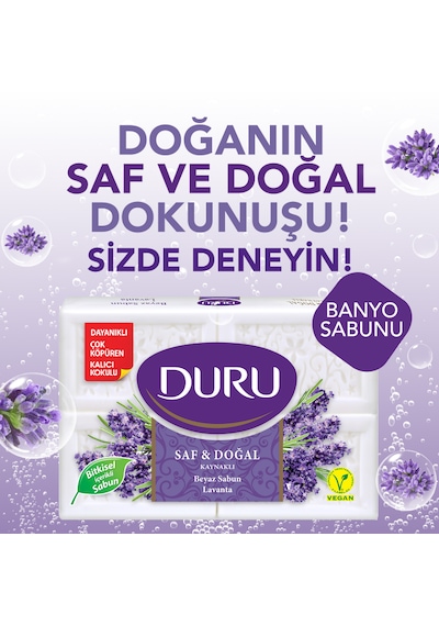 Duru Saf & Doğal Lavanta Beyaz Kalıp Sabun 4 x 600 G