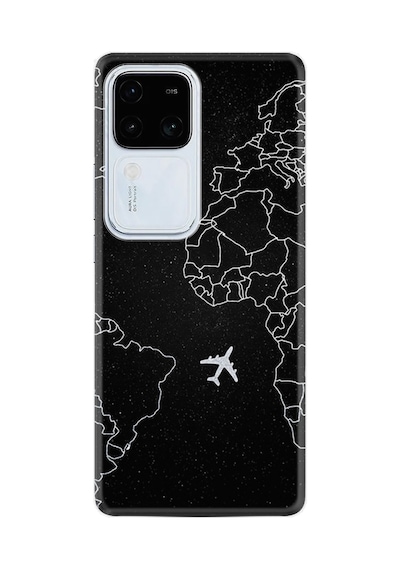 Vivo V30 Kılıf Desenli Silikon Platinium Series Black Plane 1868