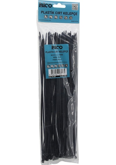 Siyah 3.6x300mm Plastik Cırt Kelepçe 100pcs 4915