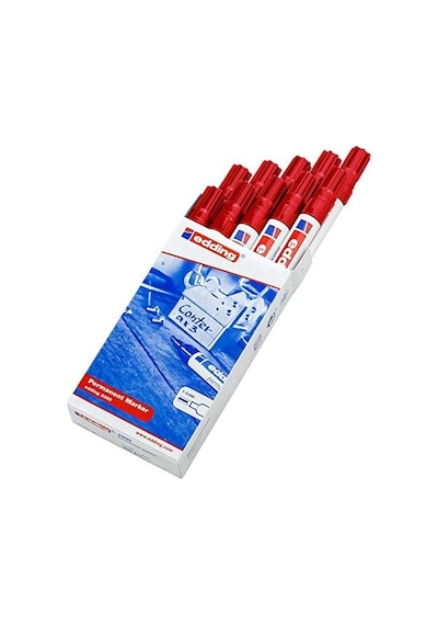 3300 Permanent Markör - Kırmızı - 10 Kalem - 1-5 Mm Kesik Uçlu