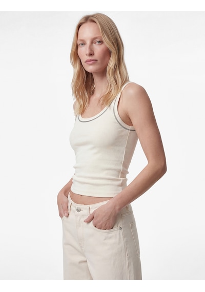 Koton Pamuklu Slim Fit Dikiş Detaylı U Yaka Halter Yaka Fitilli Atlet Ekru 6sak10246ek