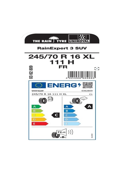 Unıroyal 245/70R16 111H Xl Fr Rainexpert 3 Suv Oto Yaz Lastiği 2026