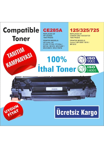 Hp Ce285A Uyumlu Toner 85A P1102/1132/1212/725/712