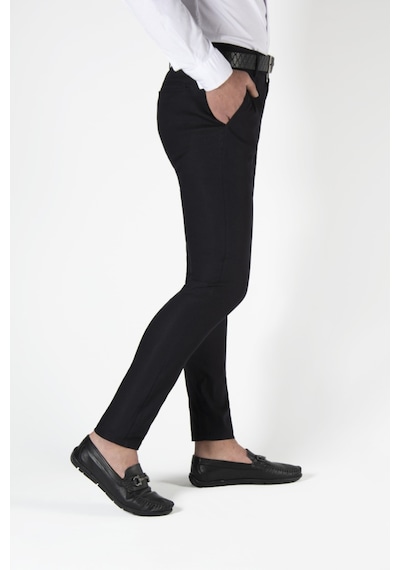 Terapi Men Erkek Siyah Slim Fit Italyan Dar Kalıp Keten Pantolon Siyah