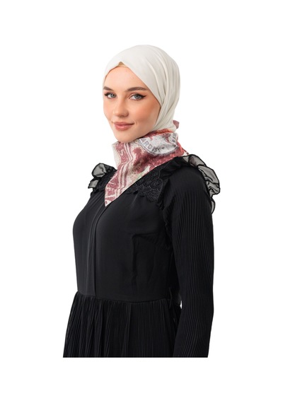 Zaytoon Filistin Eski Görüntü Yaşlanmış Ellele Kırmızı Dijital Baskılı Küçük Fular 45 45 Unisex S100052 Beyaz-kırmızı