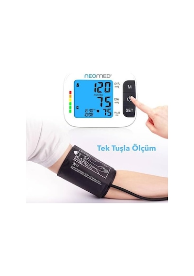 Tr Dbp-1359 Büyük Ekranlı Hafızalı Üst Koldan Dijital Tam Otomatik Tansiyon Aleti, Beyaz