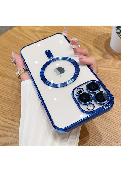 Apple Uyumlu iPhone  13 Pro Kılıf Magsafe Kamera Lensli Korumalı Şeffaf S