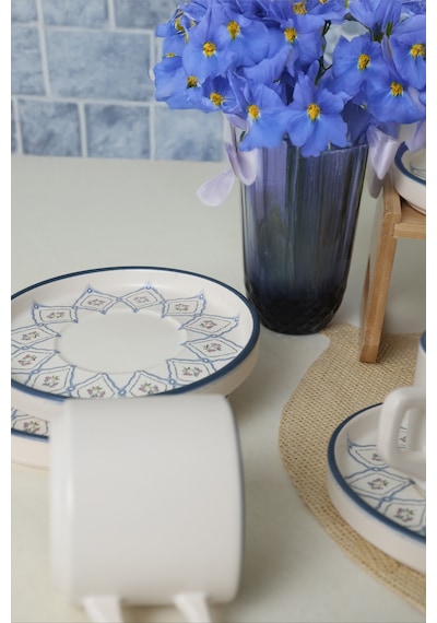 Keramika Floral Waves Stackable Çay Takımı 12 Parça 6 Kişilik Çok Renkli