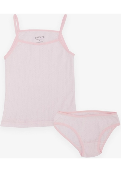 Breeze Kız Çocuk Atlet & Slip Takım Jakarlı 3-11 Yaş, Pembe-pembe Pembe