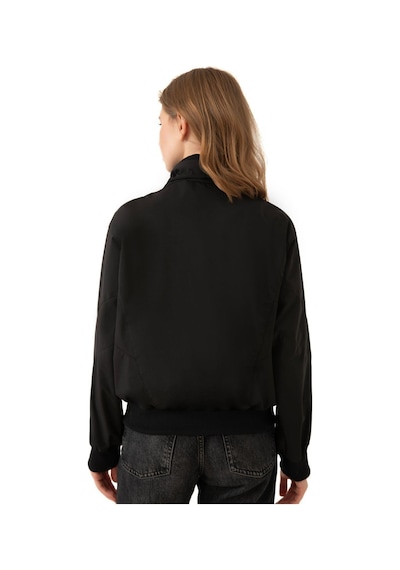 Kadın Dik Yaka Su Ve Rüzgar Geçirmez Oversize Crop Mevsimlik Yağmurluk Rüzgarlık-60 Siyah
