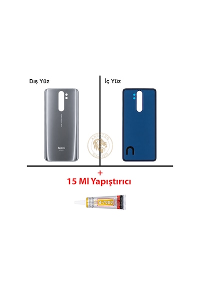 Xiaomi Redmi Note 8 Pro Mineral Grisi Arka Pil Kapağı Batarya Kapağı + B-7000 Yapıştırıcı Çok Renkli
