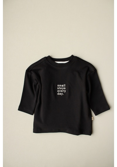 Oh La La Koala Siyah Nakışlı Oversize Uzun Kollu T-shirt Siyah