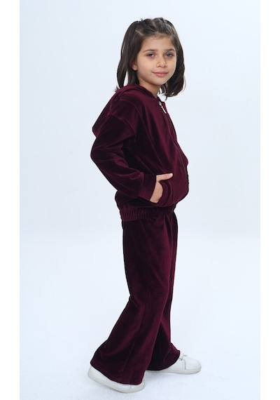 Toontoy Kids Toontoy Kız Çocuk 2'li Takım Kapüşonlu Fermuarlı Cepli Sweatshirt & Beli Lastikli Bol Paça Eşofman Altı - Kadife Kahve Toontoy Kids Toontoy Kız Çocuk 2'li Takım Kapüşonlu Fermuarlı Cepli Sweatshirt & Beli Lastikli Bol Paça Eşofman Altı - Kadife Kahve