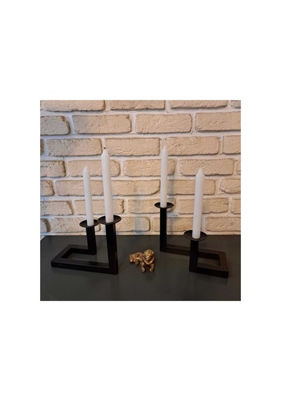 Dekoratif Metal Mumluk & Şamdan Siyah - 608256951 Siyah