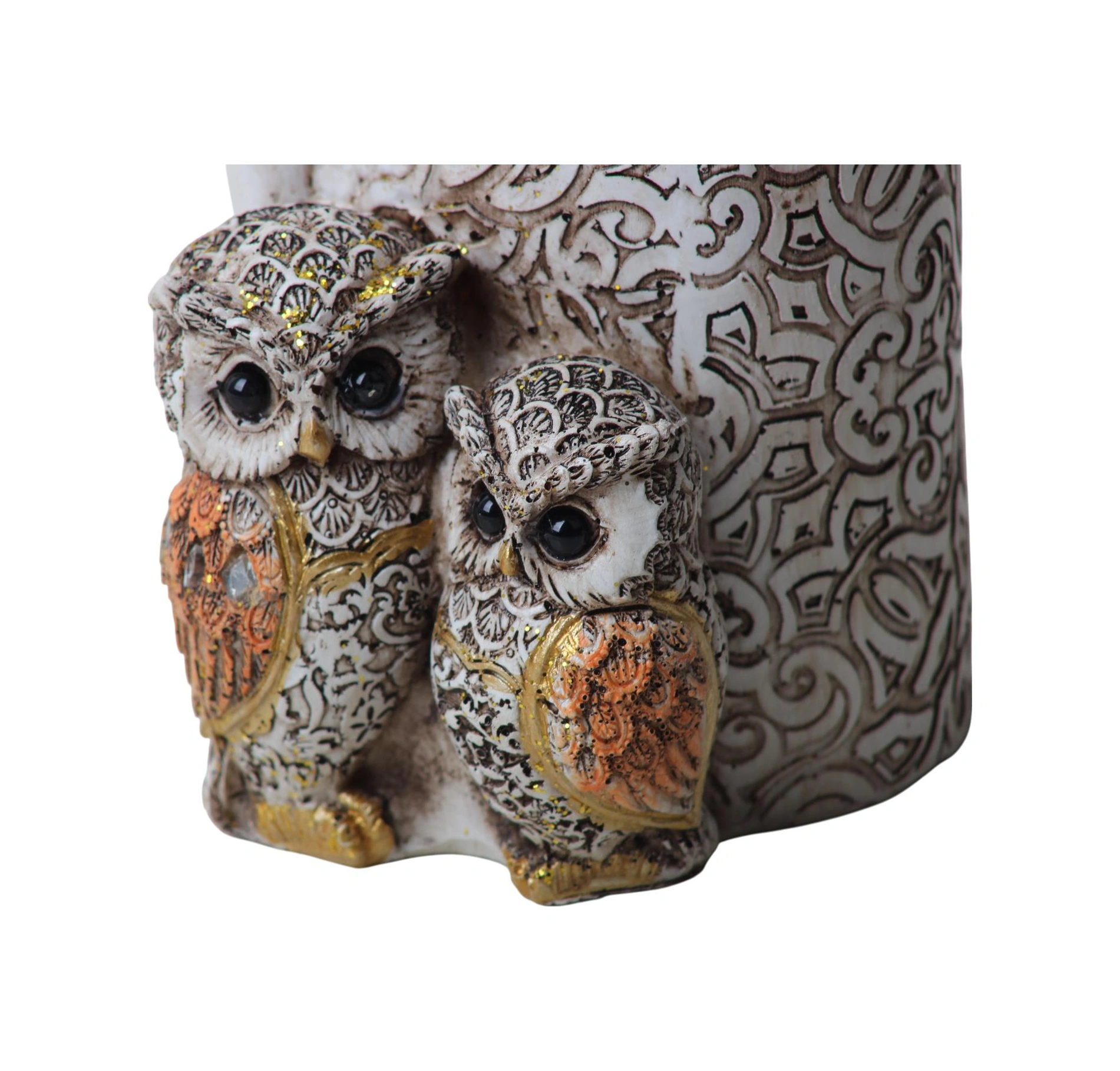 Lüks İşlemeli Aynalı Baykuş Kalemlik Biblo Dekoratif Heykel Ev Ofis Yeni Yıl Hediyelik 9 X7 Cm 9 - 11 Cm