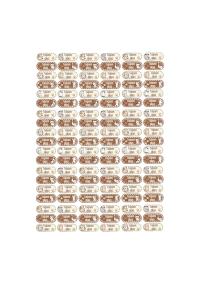 Kişiye Özel 114 Adet Sevimli Kedi Temalı Kalem Etiketi - A4 Parlak Kuşe Sticker Diğer