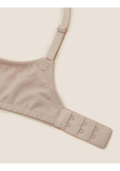 Marks & Spencer 3'lü Pamuklu Push Up T-Shirt Sütyeni T33006810 Krem