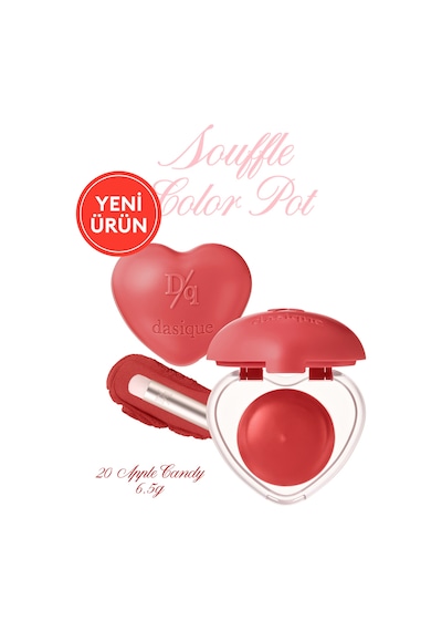 Dasique Kalp Tasarımlı Yoğun Pigmentli Köpük Yapılı Kadife Bitiş Sunan Ruj Souffle Color Pot 20 Apple Candy 20 Apple Candy