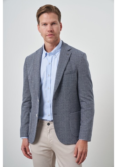 Morven Erkek Lacivert Örme Slim Fit Mono Yaka Ceket 25ms002021200 Lacivert