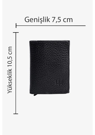 Getto Deri Vibe Mekanizmalı Hakiki Deri Cüzdan Kişiye Özel İsim Baskılı Cüzdan Floter Siyah