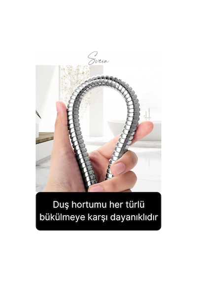 75 Cm Kısa Tepe Ara Duş Hortumu Spiral Robot Ara Bağlantı Örgülü Dayanıklı Kopmaz Patlamaz Sızdırmaz Gümüş